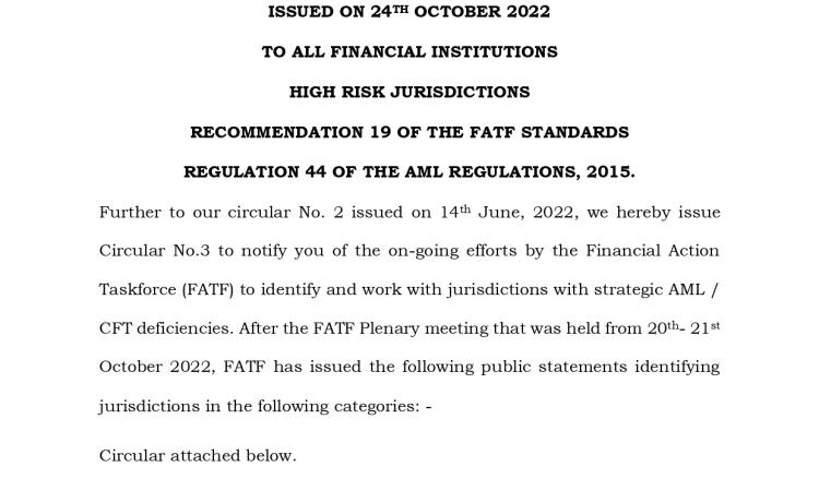 Circular No.3 High Risk Jurisdictions