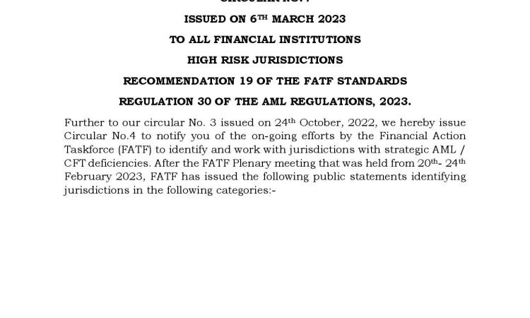 Circular No.4 Issued 6th March 2023