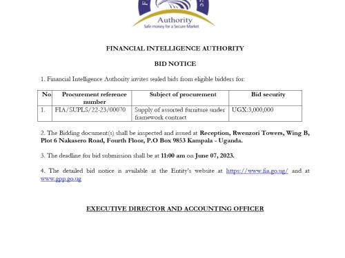 Supply of assorted furniture under framework contract